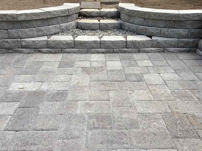 Stone paver walkway and patio hardscape