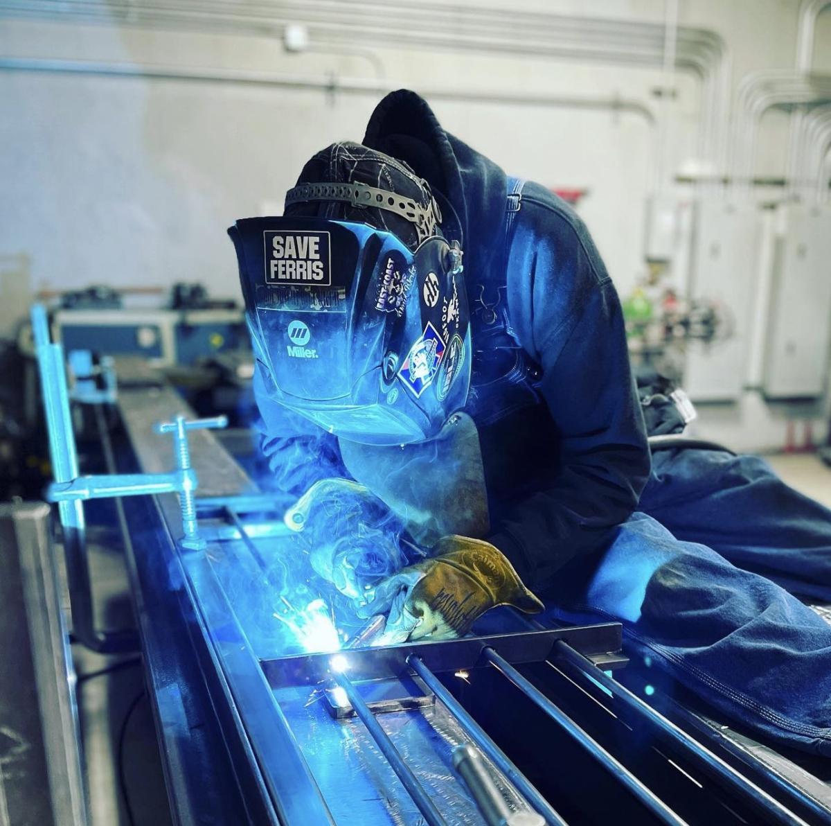 Certified welder at work — Bend Steel Supply fabrication shop