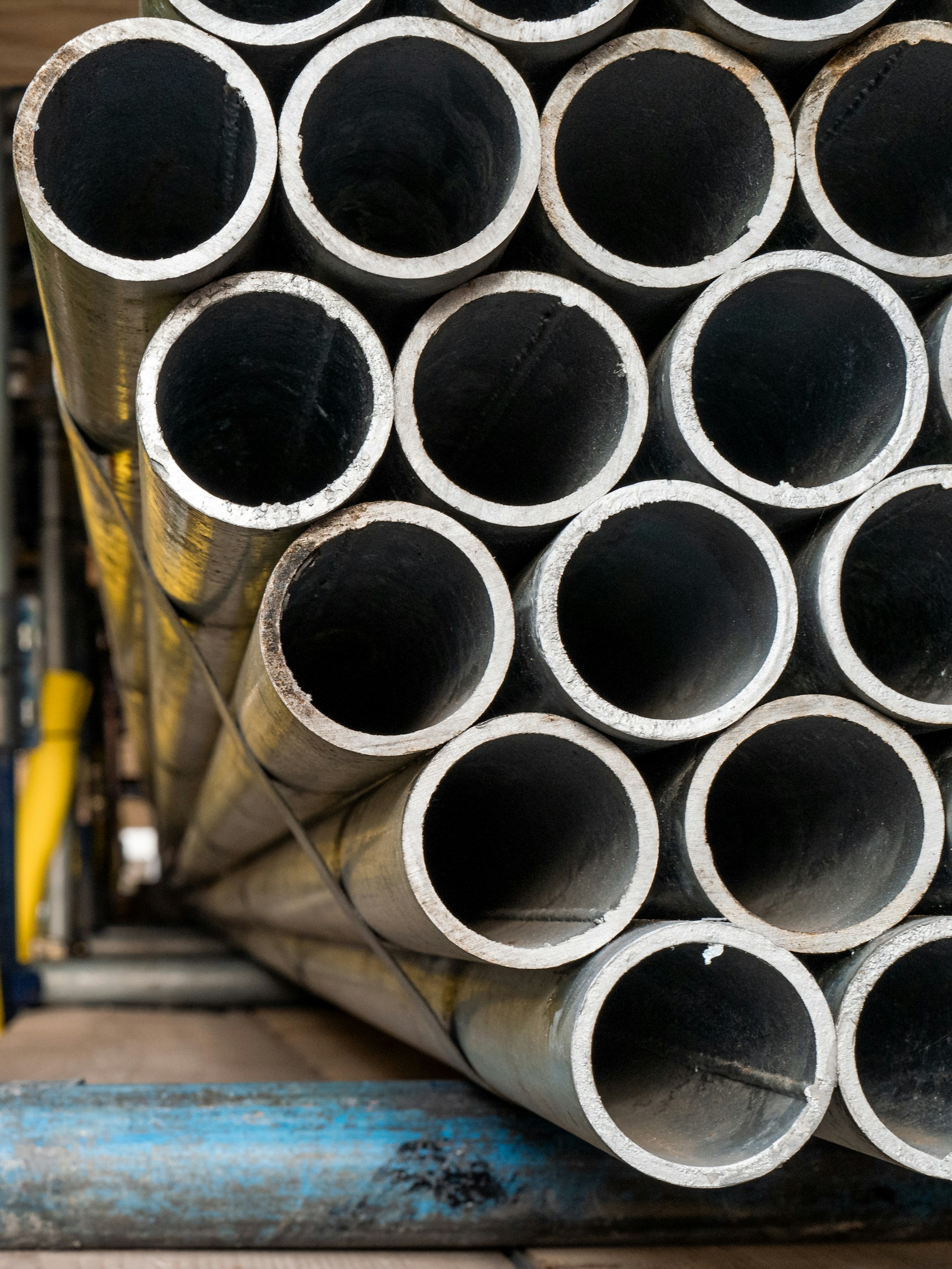 Close-up of steel supply material