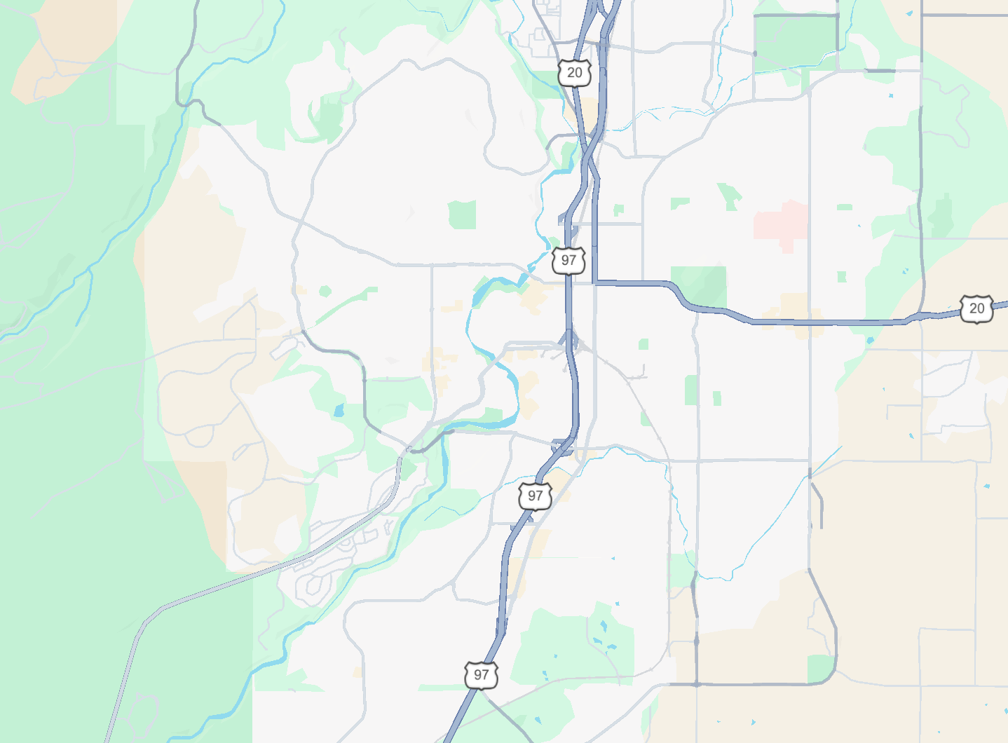 Bend, Oregon and surrounding area map