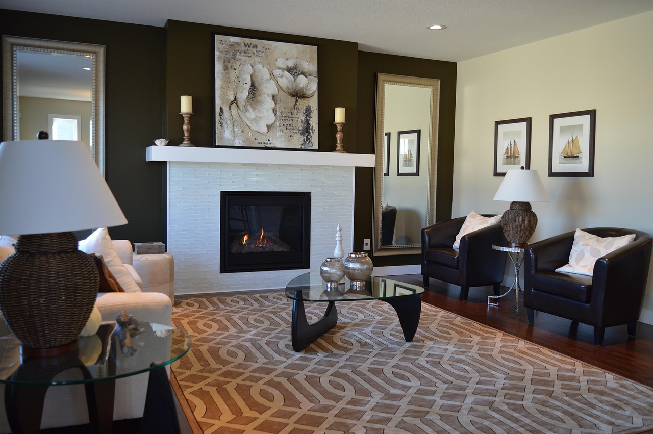 Area rug in a clean modern living room