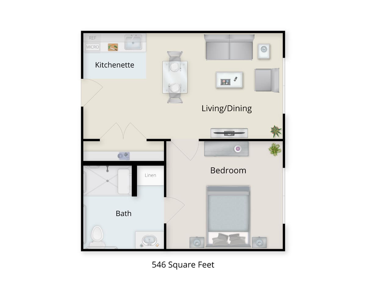 Assisted Living One-Bedroom floor plan