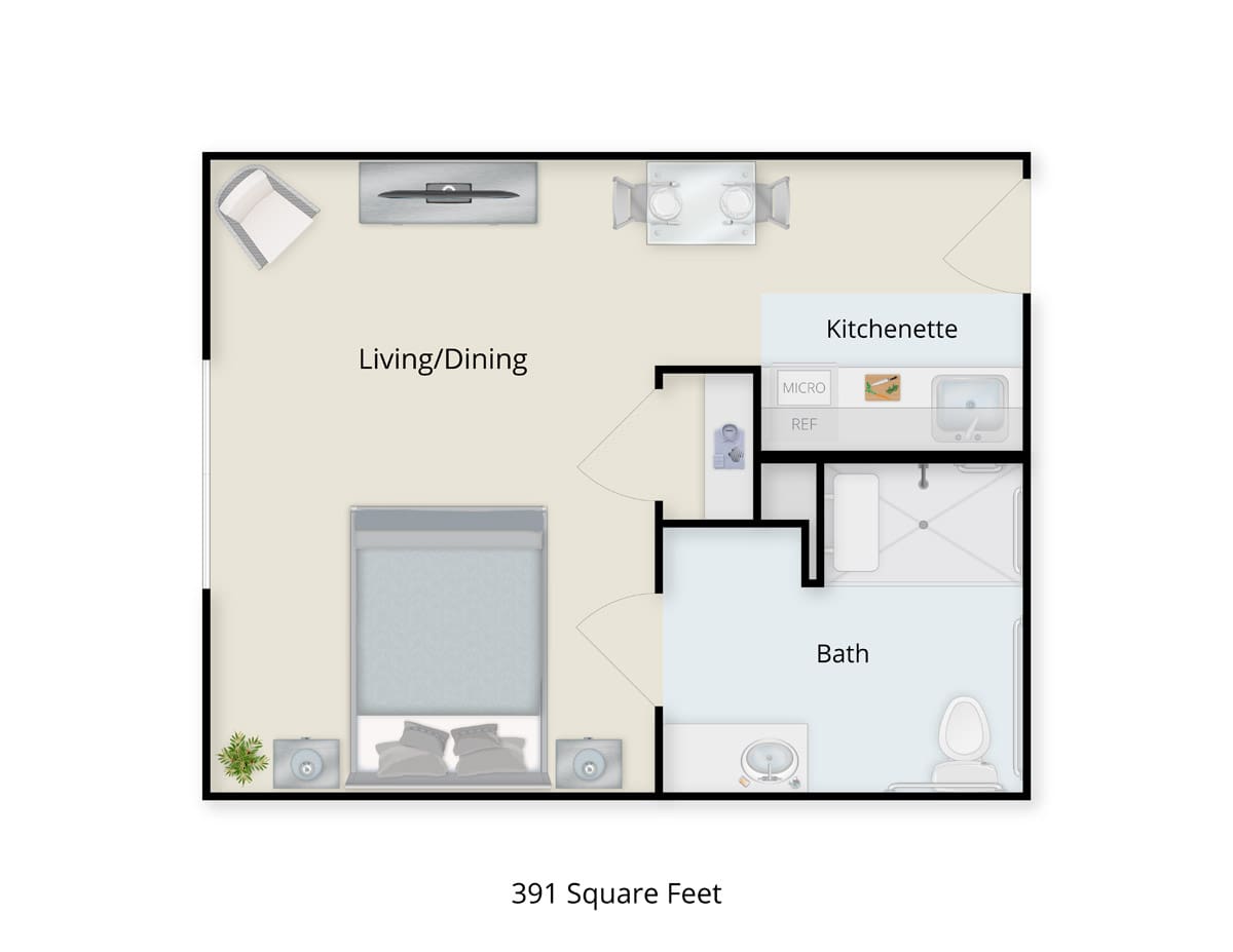 Assisted Living Studio floor plan