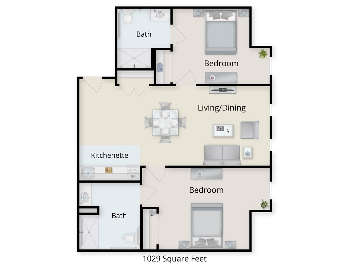Assisted Living Two-Bedroom floor plan
