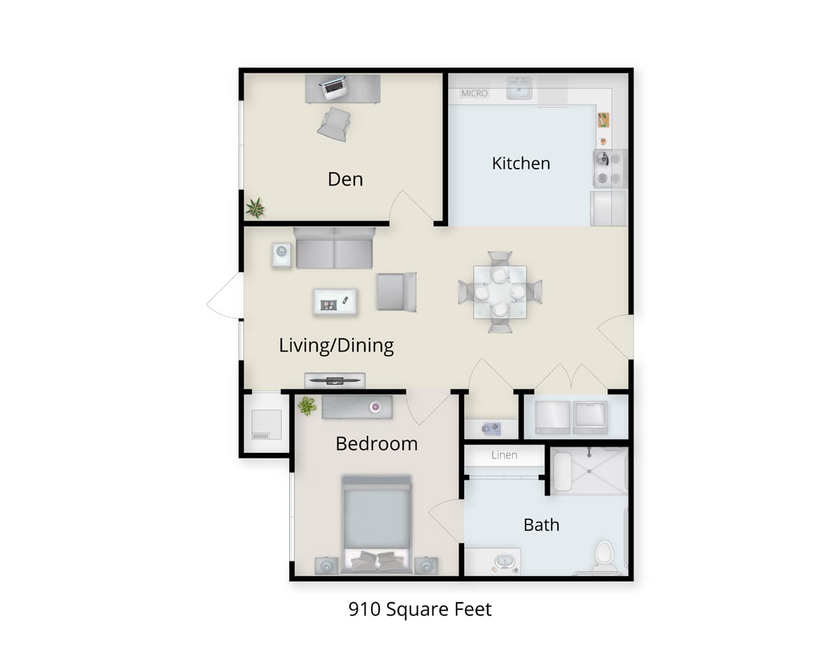 Independent Living One-Bedroom Plus Den floor plan