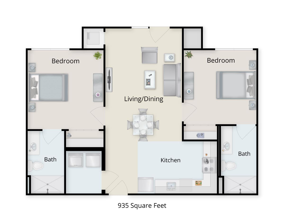 Independent Living Two-Bedroom floor plan