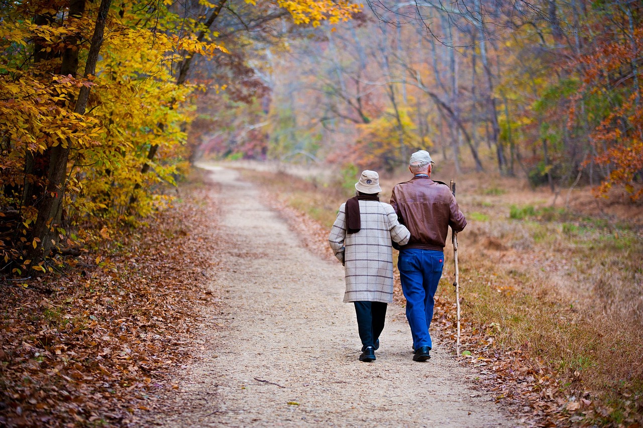 Senior couple reading together comfortably at home