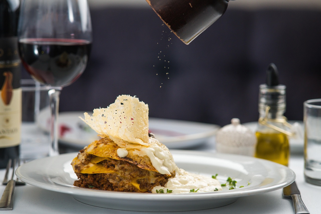 Rich, hearty lasagna pasta dish plated for a restaurant-quality dinner