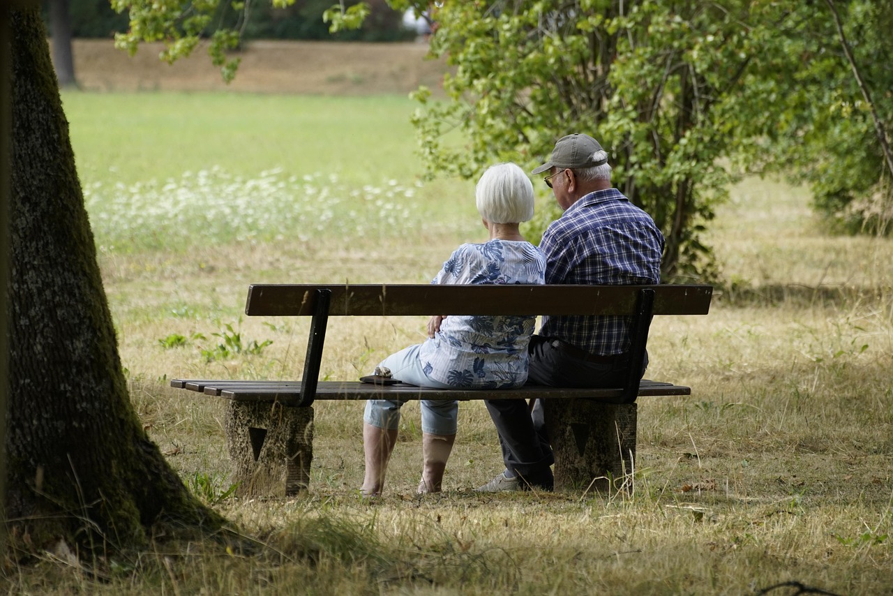 Senior couple enjoying peaceful outdoor time together